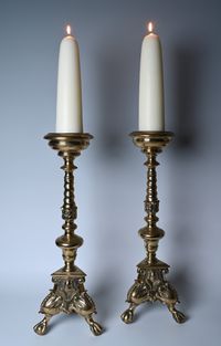 A large pair of bronzse candlestick - image 5