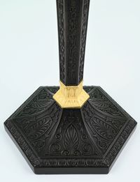 A pair of  ormolu bronze and patineted Empire candle sticks - image 3