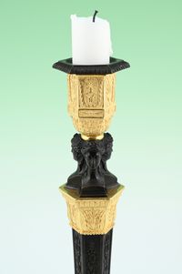 A pair of  ormolu bronze and patineted Empire candle sticks - image 4