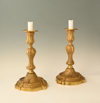 A pair of large fire-gilded bronze candlesticks in the Louis XV style. - image 2