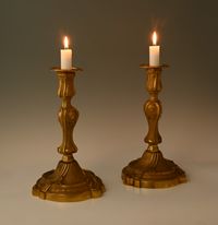 A pair of large fire-gilded bronze candlesticks in the Louis XV style. - image 4
