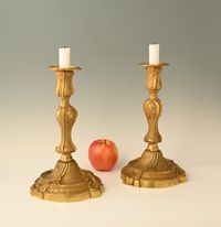 A pair of large fire-gilded bronze candlesticks in the Louis XV style. - image 3