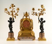 Henry Dasson – Monumental clock with matching candlesticks. - image 3