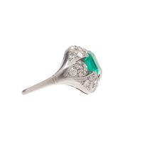 Platinum Ring Deco with Colombian Emerald - image 1