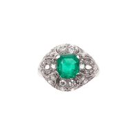 Platinum Ring Deco with Colombian Emerald - image 3