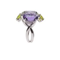 18 Karaat Wit Gouden Ring Met Amethist - afbeelding 3