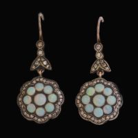 Diamant en opaal oorbellen - afbeelding 1