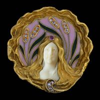 Art Nouveau venster emaille broche - afbeelding 1
