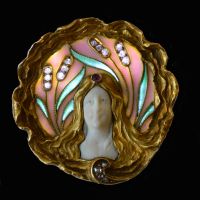 Art Nouveau venster emaille broche - afbeelding 3