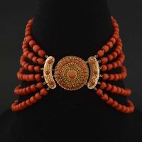 Antiek bloedkoraal collier - afbeelding 1