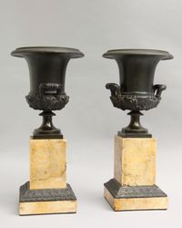 Bronze Medici vases on marble bases - image 2