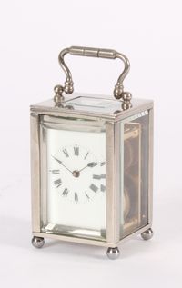 An attractive miniature French nickel plated carriage timepiece circa 1925 - image 1