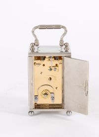 An attractive miniature French nickel plated carriage timepiece circa 1925 - image 2