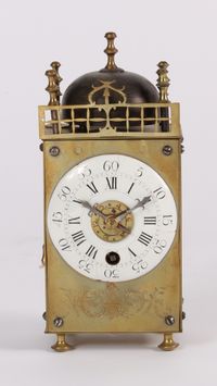 An attractive French miniature brass table lantern alarm timepiece, circa 1780 - image 2
