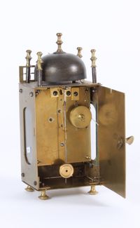 An attractive French miniature brass table lantern alarm timepiece, circa 1780 - image 3