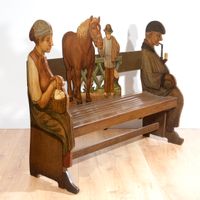 A Dutch provincial polychrome painted hall bench Farmer - image 1