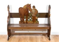 A Dutch provincial polychrome painted hall bench Farmer - image 2