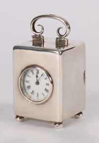 A lovely English miniature silver carriage timepiece hallmarked London 1901 - image 1