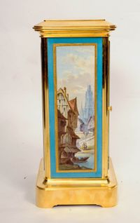 An attractive French brass Sèvres porcelain mounted mantel clock with perpetual calendar, circa 1880 - image 3