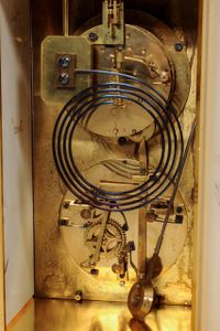 An attractive French brass Sèvres porcelain mounted mantel clock with perpetual calendar, circa 1880 - image 7