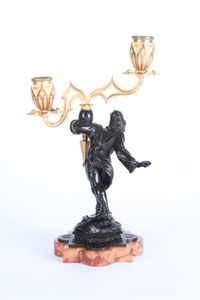 A pair patinated and gilt bronze candelabra harlequins circa 1880 - image 2