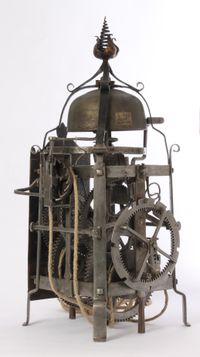 A South-German iron striking renaissance chamber clock with alarm, dated 1608 - image 5