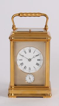 Een fraaie Franse verguld messing reiswekker met kwartierrepetitie, door Margaine, circa 1870 - afbeelding 3