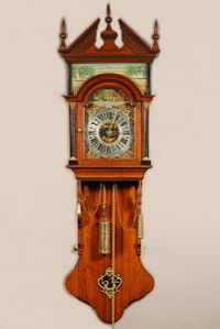 Een zeldzame kleine Friese eiken Burgemeester staartklok, gedateerd 1836 - afbeelding 1