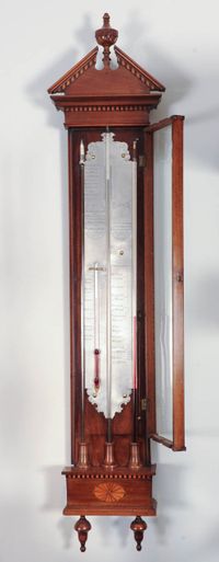 A good Dutch Louis XVI mahogany inlaid 'bakbarometer', by Zaveri Ori, circa 1800 - image 3