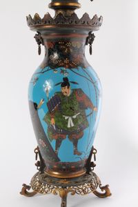 A pair of fine French oriental style cloisonné oil lamps, Barbedienne circa 1880 - image 5