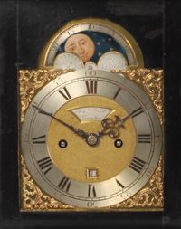 A small English ebonised table clock with moonphase, by Robert Wood, circa 1770 - image 2