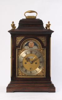 A small English ebonised table clock with moonphase, by Robert Wood, circa 1770 - image 3