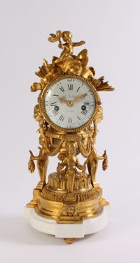 An attractive French Louis XVI ormolu sculptural mantel clock J B Balthazar, circa 1770 - image 1