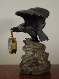 An eagle shaped bronze watch stand and clock watch with quarter repetition - image 3