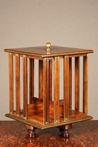 A small English brass inlaid mahogany revolving bookcase, circa 1880. - image 3