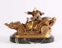 An Art Deco bronze marble and ivory sculpture of a car, circa 1920. - image 2