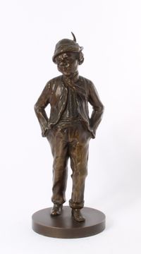 'walking peasant', lost wax patinated bronze sculpture, circa 1900. - image 1