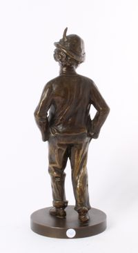 'walking peasant', lost wax patinated bronze sculpture, circa 1900. - image 3