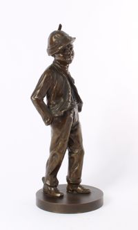 'walking peasant', lost wax patinated bronze sculpture, circa 1900. - image 5