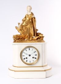A French Napoleon III gilt marble gilt bronze and ivory sculptural mantel clock, circa 1860 - image 1