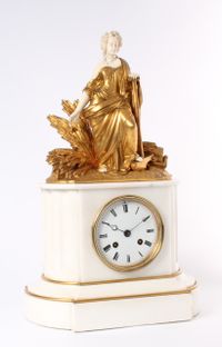 A French Napoleon III gilt marble gilt bronze and ivory sculptural mantel clock, circa 1860 - image 2