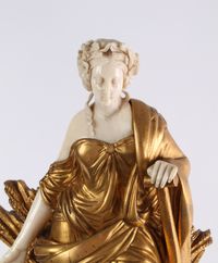 A French Napoleon III gilt marble gilt bronze and ivory sculptural mantel clock, circa 1860 - image 3