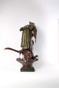 A rare and attractive French bronze patinated metal sculptural 'Oriental' timepiece, circa 1880. - image 2