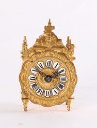 A miniature French Regence-style gilt brass table timepiece, circa 1870. - image 3