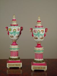 A pair of polychrome porcelain urns 'à double usage', mid 19th Century. - image 1