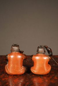 A set of two probably Japanese carved boxwood 'satyr' figures, circa 1880. - image 3