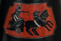 A fantastic black marble ‘retour de l’Egypt’ mantle clock with two side pieces. - image 7