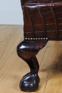 A very unusual and chic crocodile upholstered wing chair. - image 4