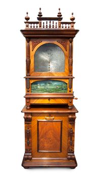 Een zeer zeldzame Duitse staande notenhouten en geanimeerde platenspeler, kalliope, omstreeks 1895 - afbeelding 1