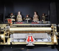 A Swiss amboyna 'bells-in-sight' cylinder music box with animated dancers, circa 1880 - image 7